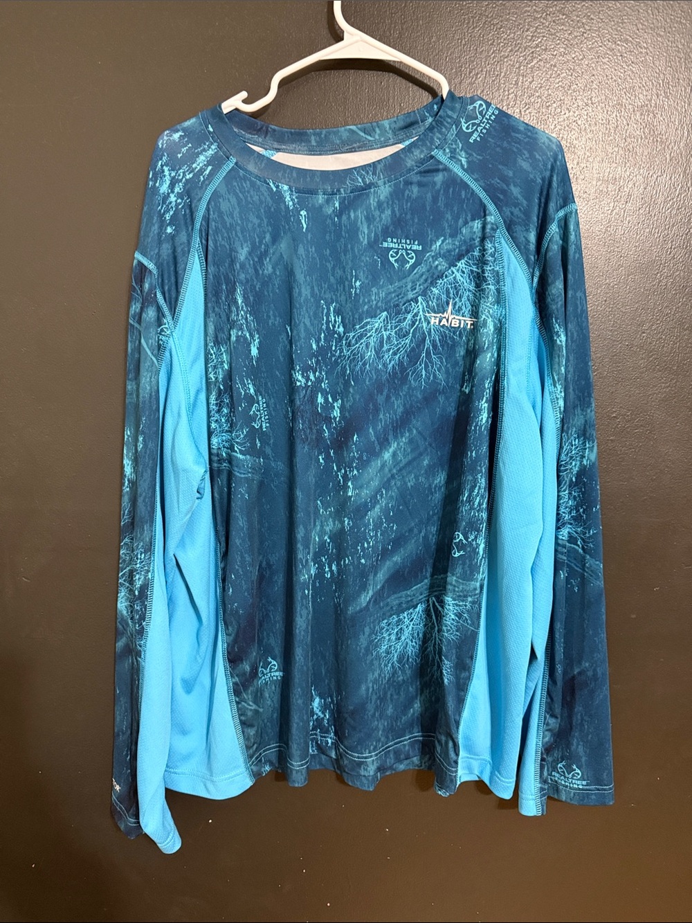 Men's Long Sleeve Swim Rash Guard in Teal & Light Blue